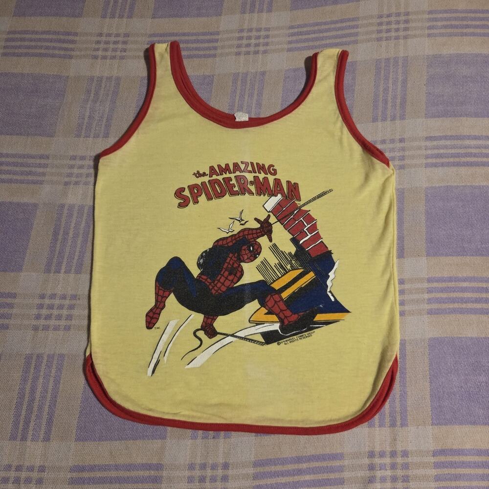 Vintage 70s Spider Man T Shirt Tank Top Marvel Comics 1979 The Amazing Rare